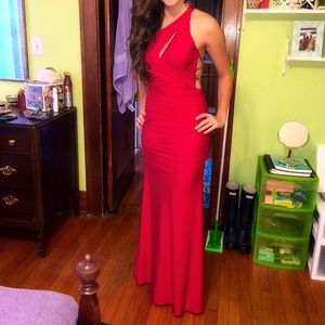 Red Backless Prom Dress equivalent to a size 2/4